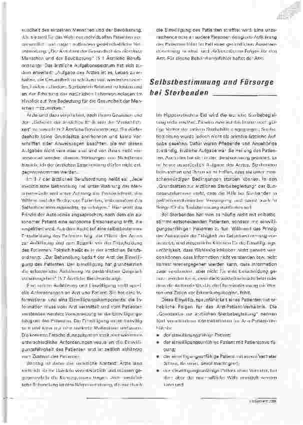Vorschauseite 3: Selbstbestimmung und FürsorgeDer Umgang mit Patientenverfügungen aus ärztlicher Sicht