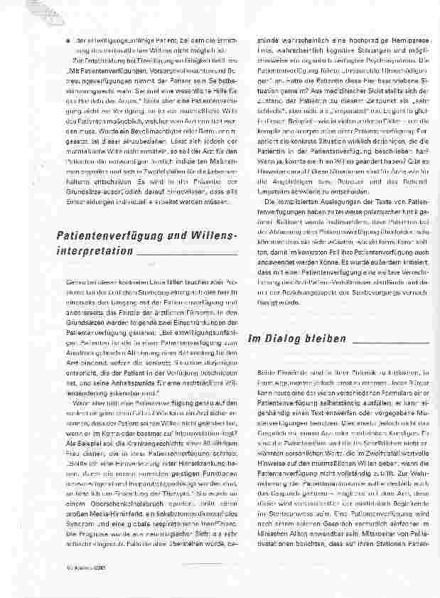 Vorschauseite 4: Selbstbestimmung und FürsorgeDer Umgang mit Patientenverfügungen aus ärztlicher Sicht