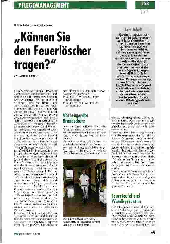 Vorschauseite 1: Können Sie den Feuerlöscher tragen? Brandschutz im Krankenhaus