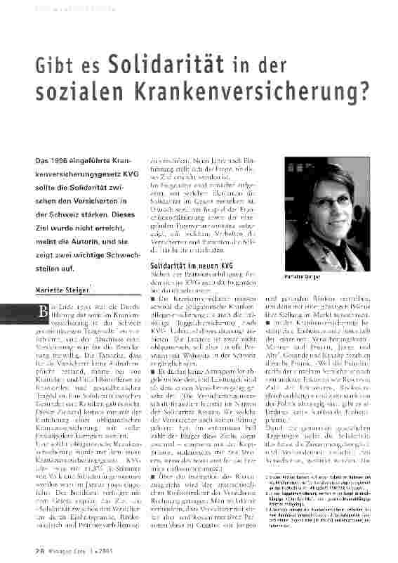 Vorschauseite 1: Gibt es Solidarität in der sozialen Krankenversicherung?