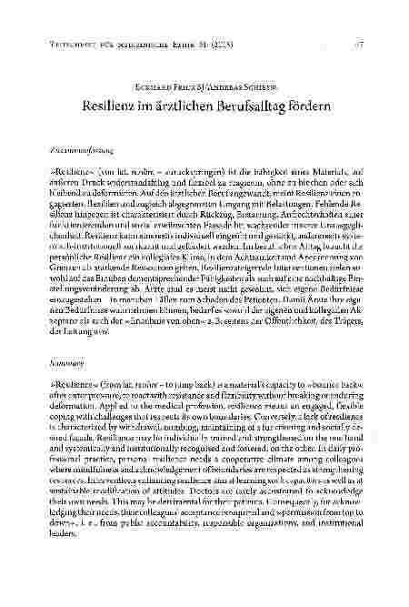 Vorschauseite 1: Resilienz im ärztlichen Berufsalltag fördern