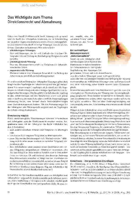 Vorschauseite 1: Das Wichtigste zum Thema Direktionsrecht und Abmahnung