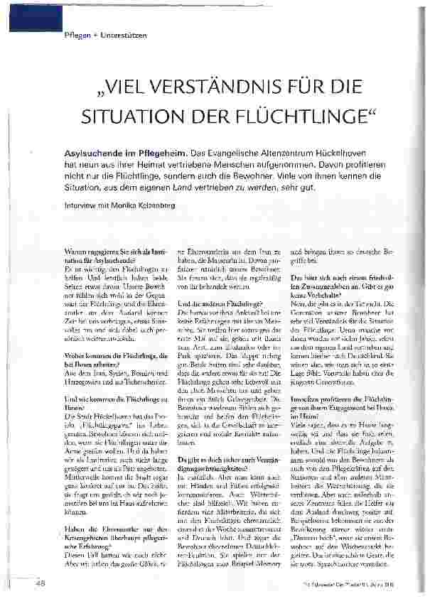 Vorschauseite 1: VIEL VERSTÄNDNIS FÜR DIE SITUATION DER FLÜCHTLINGE