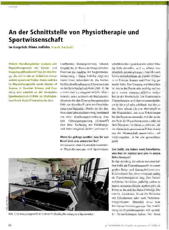 Vorschauseite 1: An der Schnittstelle von Physiotherapie und Sportwissenschaft