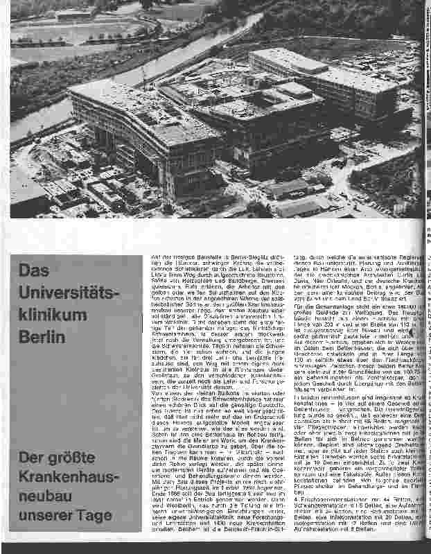 Vorschauseite 1: Das Universitätsklinikum Berlin Der größte Krankenhausneubau unserer Tage