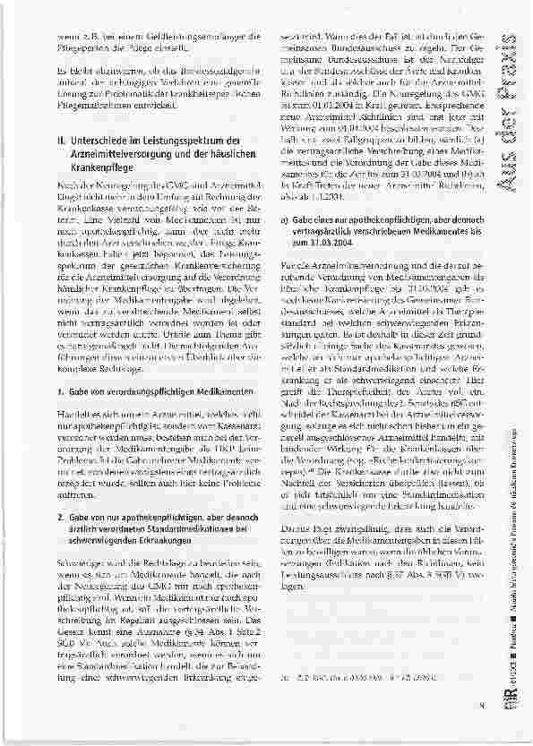Vorschauseite 5: Aktuelle leistungsrechtliche Probleme der häuslichen Krankenpflege