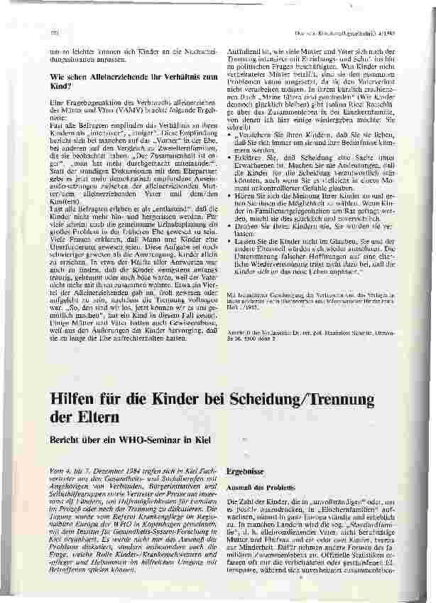Vorschauseite 1: Hilfen für die Kinder bei Scheidung/Trennung der Eltern