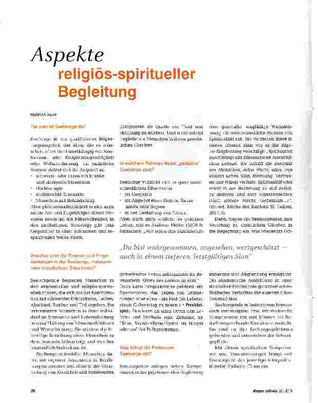 Vorschauseite 1: Aspekte religiös-spiritueller Begleitung