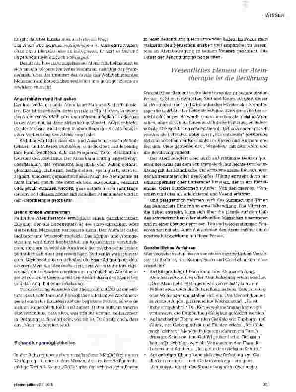 Vorschauseite 2: Palliative Atemtherapie: Wohlgefühl statt Luftnot