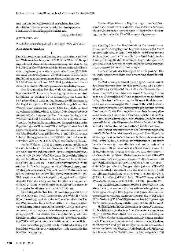 Vorschauseite 2: Feststellung der Beschäftigtenzahl für eine JAV Wahl