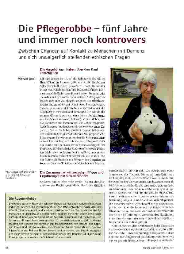 Vorschauseite 1: Die Pflegerobbe - fünf Jahre und immer noch kontrovers