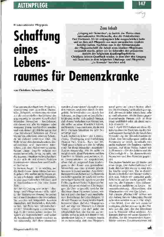 Vorschauseite 1: Schafffung eines Lebensraumes für Demenzkranke