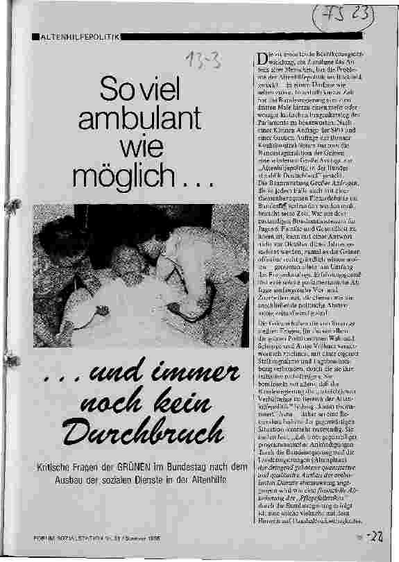 Vorschauseite 1: So viel ambulant wie möglich ... und immer noch kein Durchbruch