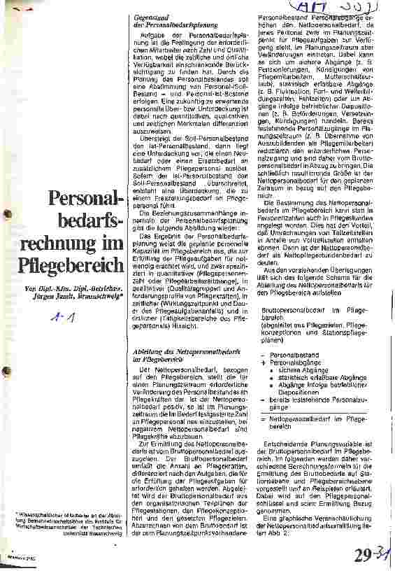 Vorschauseite 1: Personalbedarfsrechnung im Pflegebereich