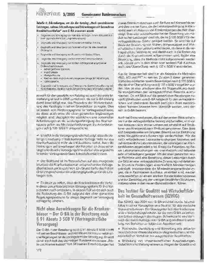 Vorschauseite 6: Der Gemeinsame Bundesausschuss - aktuelle und künftige Bedeutung für den Krankenhaussektor