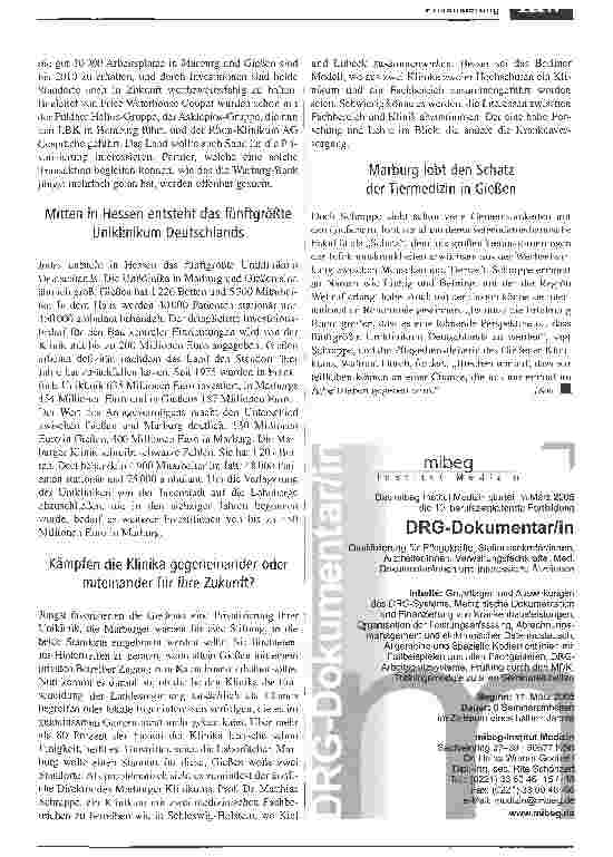 Vorschauseite 2: Hessen will zwei Uniklinika mit einem Mal privatisieren