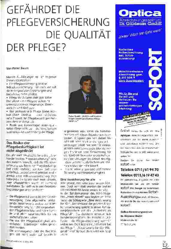 Vorschauseite 1: Gefährdet die Pflegeversicherung die Qualität der Pflege?