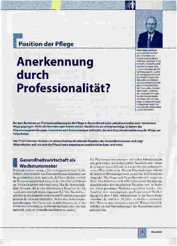 Vorschauseite 1: Anerkennung durch Professionalität?