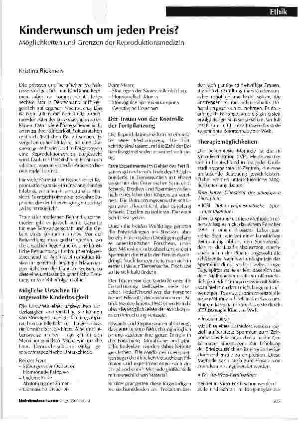 Vorschauseite 1: Kinderwunsch um jeden Preis?