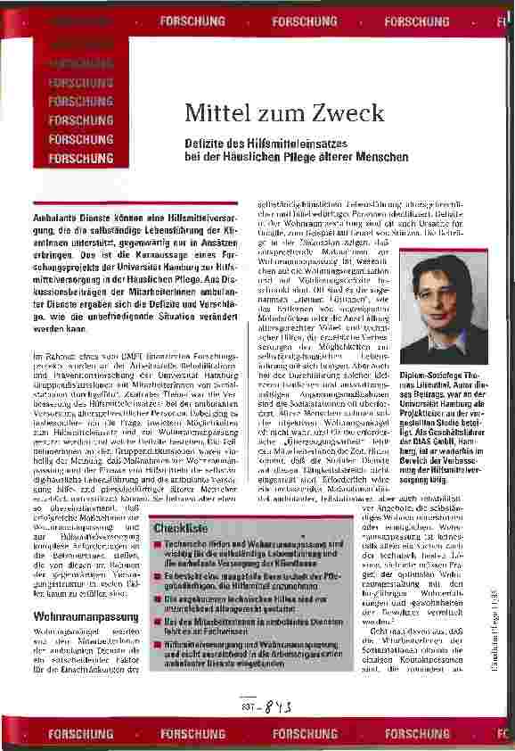 Vorschauseite 1: Mittel zum Zweck Defizite des Hilfsmitteleinsatzes bei der Häuslichen Pflege älterer Menschen