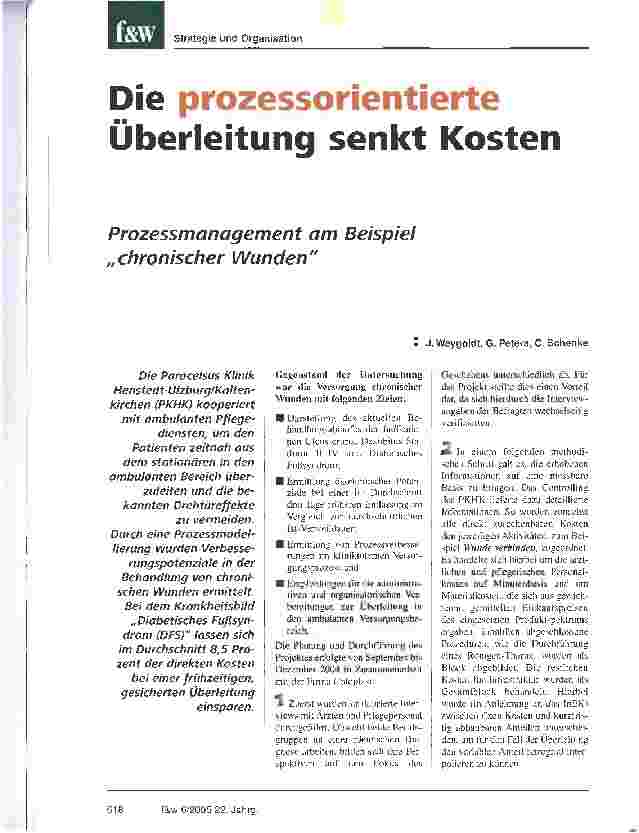 Vorschauseite 1: Die prozessorientierte Überleitung senkt KostenProzessmanagement am Beispiel chronischer Wunden