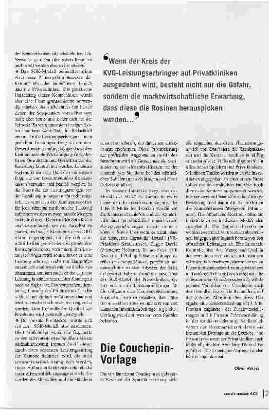 Vorschauseite 2: Die zwei Vorschläge zur SpitalfinanzierungDas Modell der ständerätlichen SGK