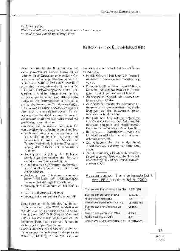 Vorschauseite 1: KONZEPTE DER BLUTEINSPARUNG