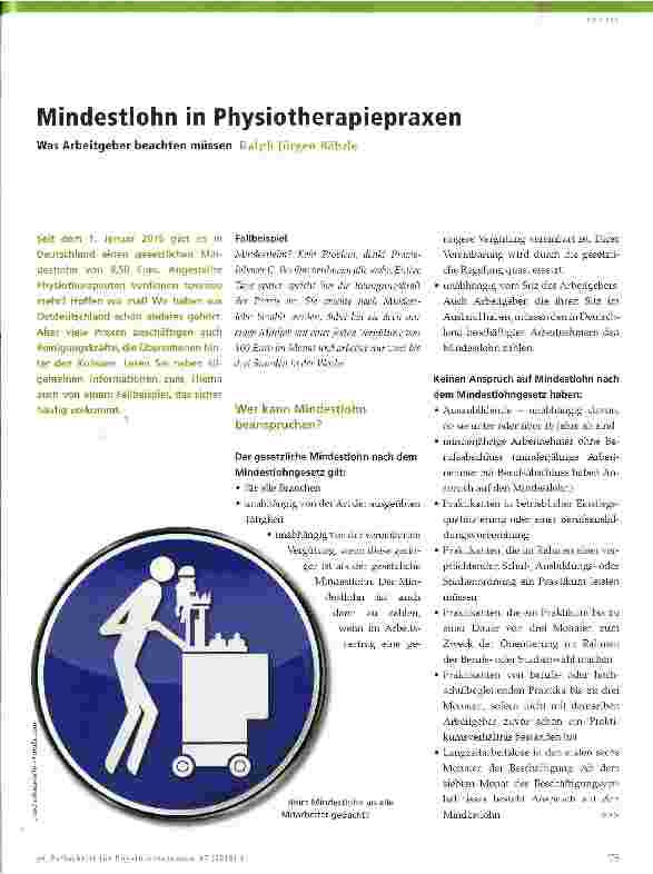 Vorschauseite 1: Mindestlohn in Physiotherapiepraxen