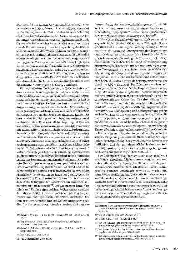 Vorschauseite 6: Das Zugangsrecht dienststellenfremder Gewerkschaftsbeauftragter zum Zwecke der Mitgliederwerbung im Lichte gesetzgeberischer Untätigkeit und richterrechtlicher Rechtsprechung