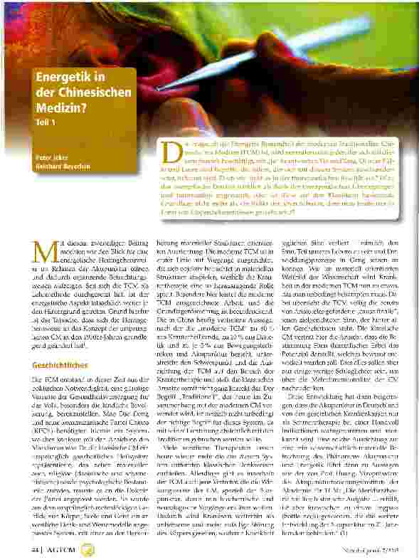 Vorschauseite 1: Energetik in der Chinesische Medizin? Teil1