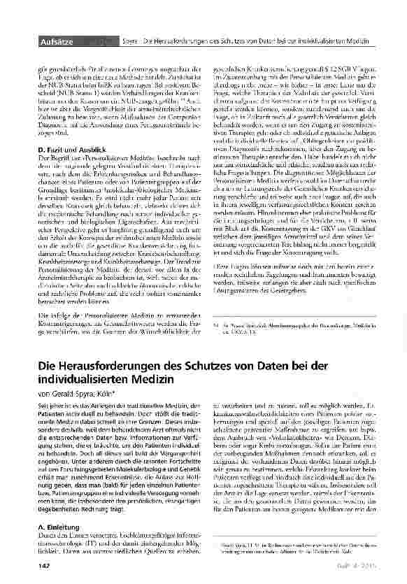 Vorschauseite 1: Die Herausforderungen des Schutzes von Daten bei der individualisierten Medizin