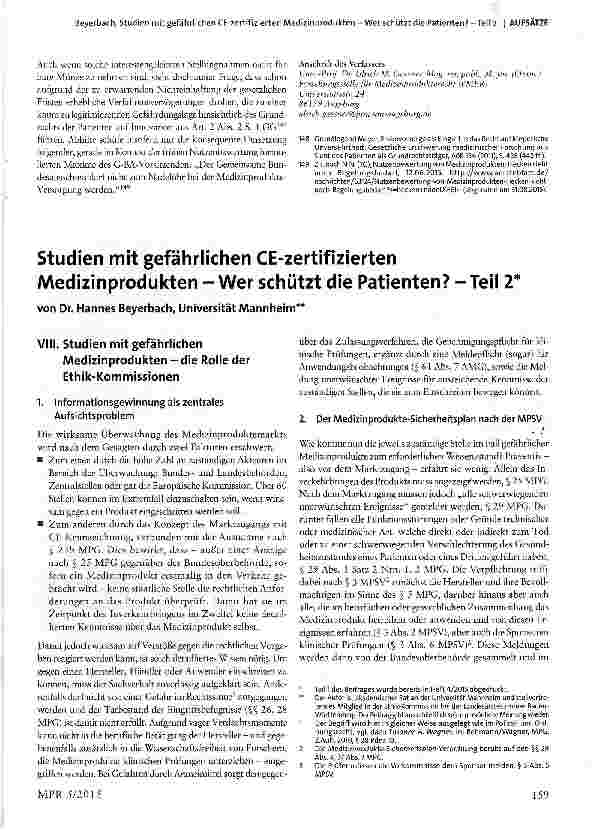 Vorschauseite 1: Studien mit gefährlichen CE-zertifizierten Medizinprodukten - Wer schützt die Patienten? - Teil 2