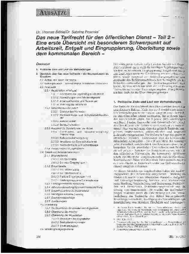 Vorschauseite 1: Das neue Tarif recht für den öffentlichen Dienst - Teil 2 -Eine erste Übersicht mit besonderem Schwerpunkt auf Arbeitszeit, Entgelt und Eingruppierung, Überleitung sowie dem kommu…