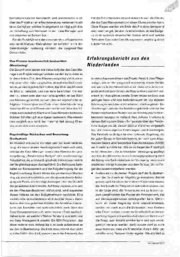 Vorschauseite 6: Modellprojekt Persönliches Pflegebudget Pflegebedürftige organisieren ihre Hilfe selbst