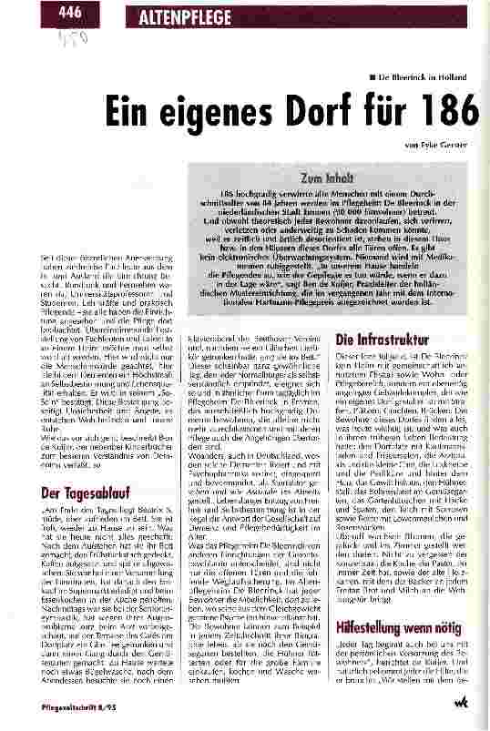 Vorschauseite 1: Ein eigenes Dorf für 196 Demente De Bleerinck in Holland