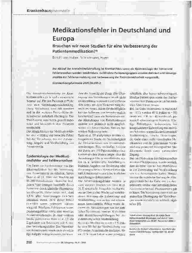 Vorschauseite 1: Medikationsfehler in Deutschland und Europa