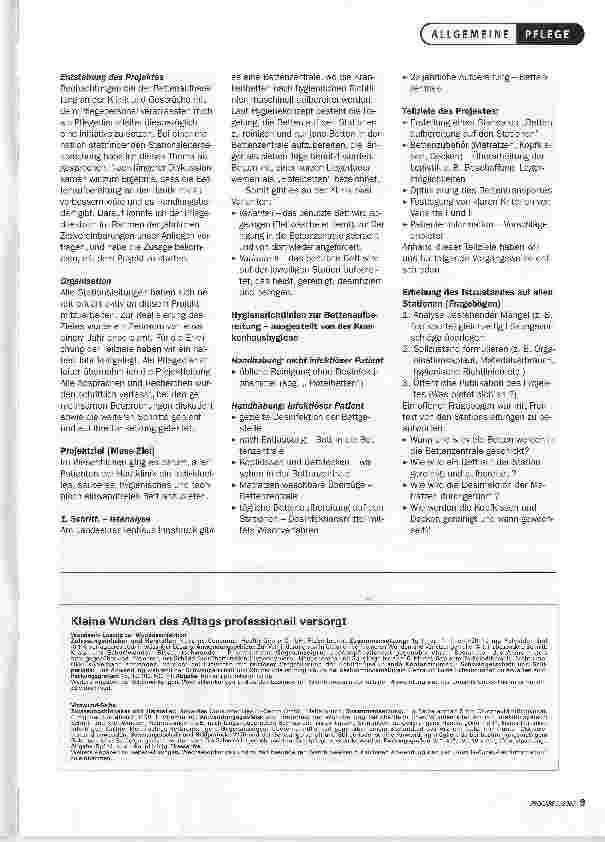 Vorschauseite 2: Projekt: BettenaufbereitungJedem Patienten sein individuelles, sauberes, hygienisches und technisch einwandfreies Bett.