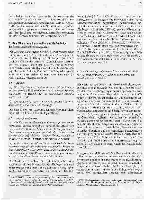 Vorschauseite 5: Die Legaldefinition des Embryos gemäß § 8 Abs. 1 ESchG -Grenzfälle regenerativer Zellforschung am Maßstab des deutschenEmbryonenschutzgesetzes sowie der Vorgaben desMenschenrechts…