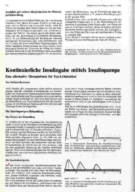 Vorschauseite 1: Kontinuierliche Insulingabe mittels Insulinpumpe Eine alternative Therapieform für Typ-I-Diabetiker