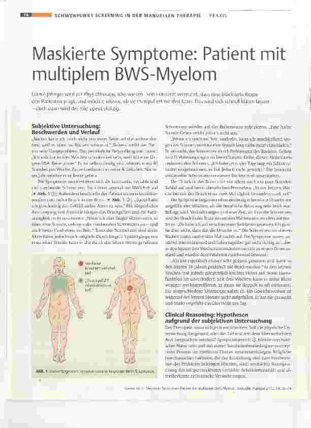 Vorschauseite 1: Maskierte Symptome: Patient mit multiplem BWS-Myelom