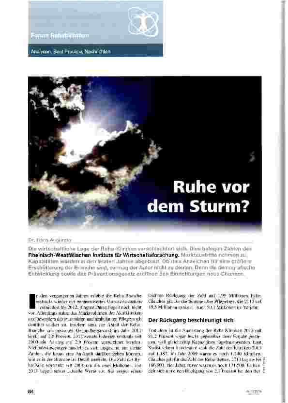 Vorschauseite 1: Ruhe vor dem Sturm?