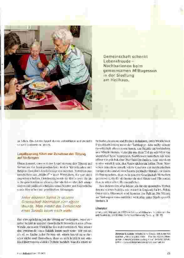 Vorschauseite 5: Die Menschen brauchen Hoffnung - aber kein Gesetz zur Sterbehilfe