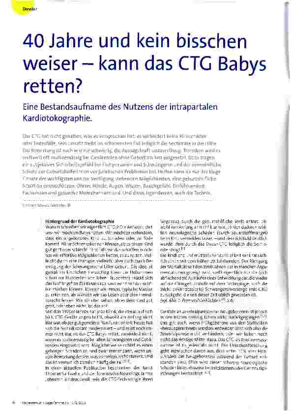 Vorschauseite 1: 40 Jahre und kein bisschen weiser - kann das CTG Babys retten?