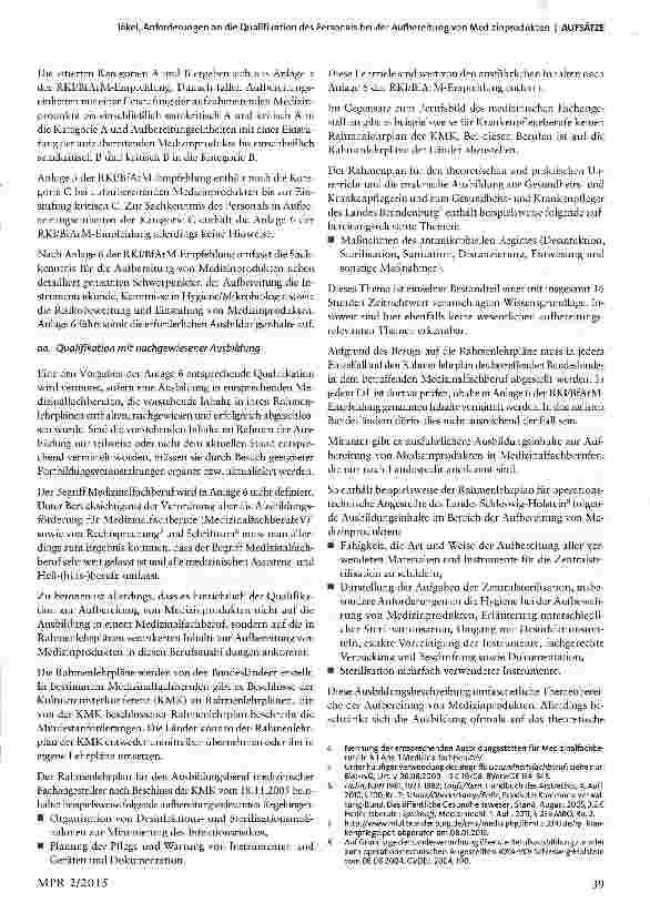 Vorschauseite 3: Anforderungen an die Qualifikation des Personals bei der Aufbereitung von Medizinprodukten