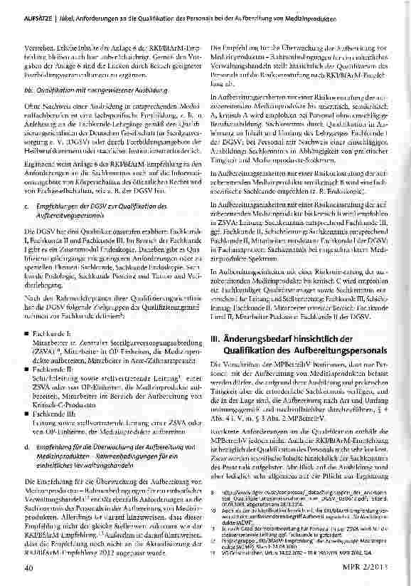 Vorschauseite 4: Anforderungen an die Qualifikation des Personals bei der Aufbereitung von Medizinprodukten