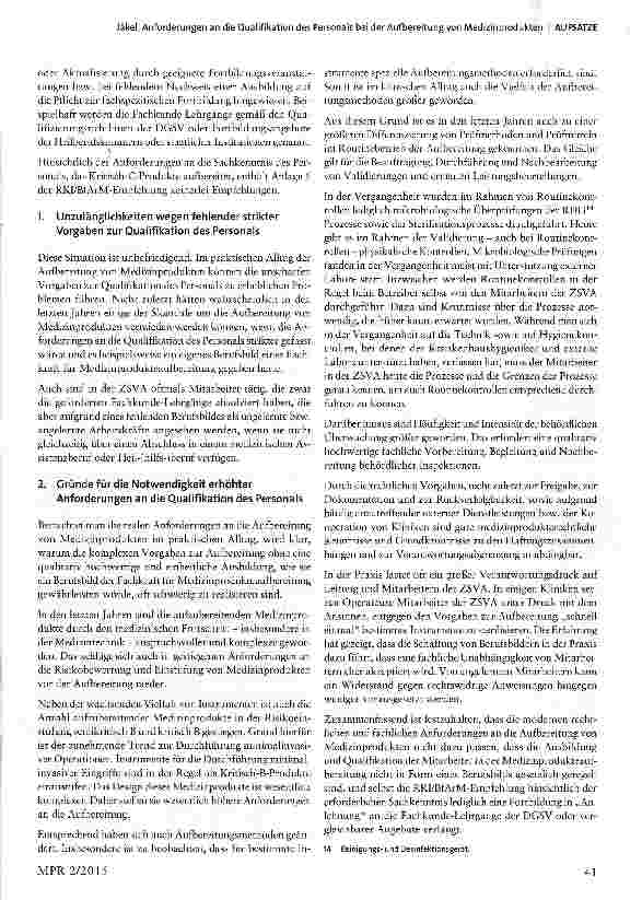 Vorschauseite 5: Anforderungen an die Qualifikation des Personals bei der Aufbereitung von Medizinprodukten