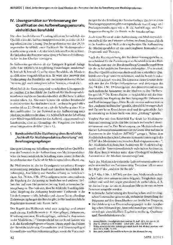 Vorschauseite 6: Anforderungen an die Qualifikation des Personals bei der Aufbereitung von Medizinprodukten