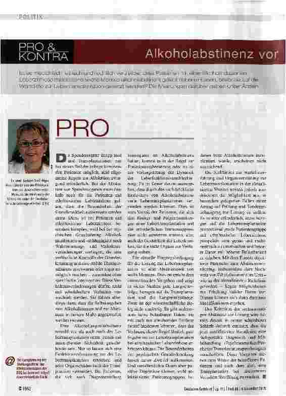Vorschauseite 1: Alkoholabstinenz vor Lebertransplantation