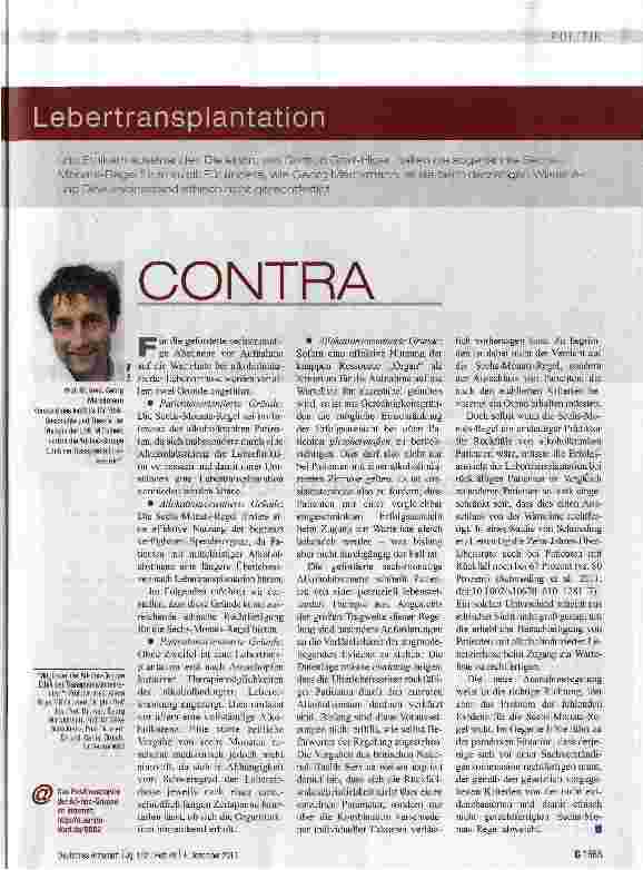 Vorschauseite 2: Alkoholabstinenz vor Lebertransplantation