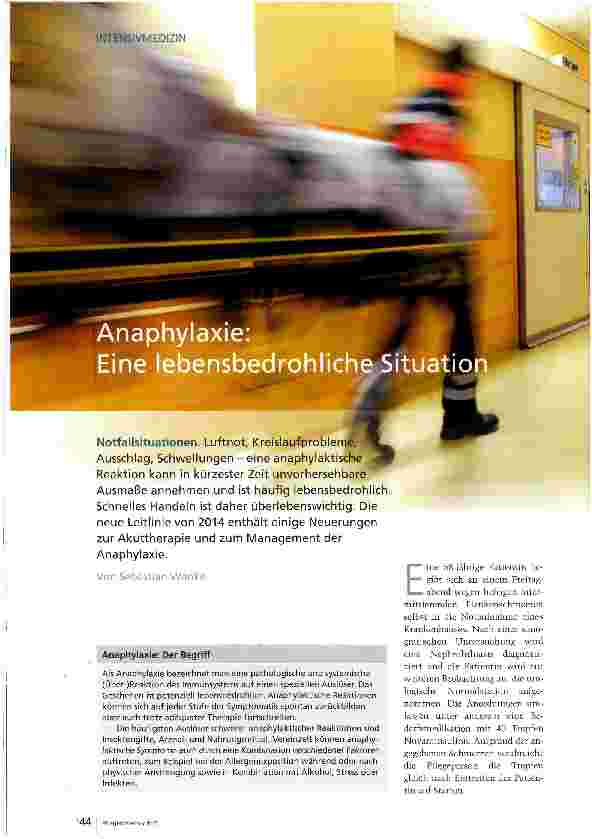 Vorschauseite 1: Anaphylaxie: Eine lebensbedrohliche Situation